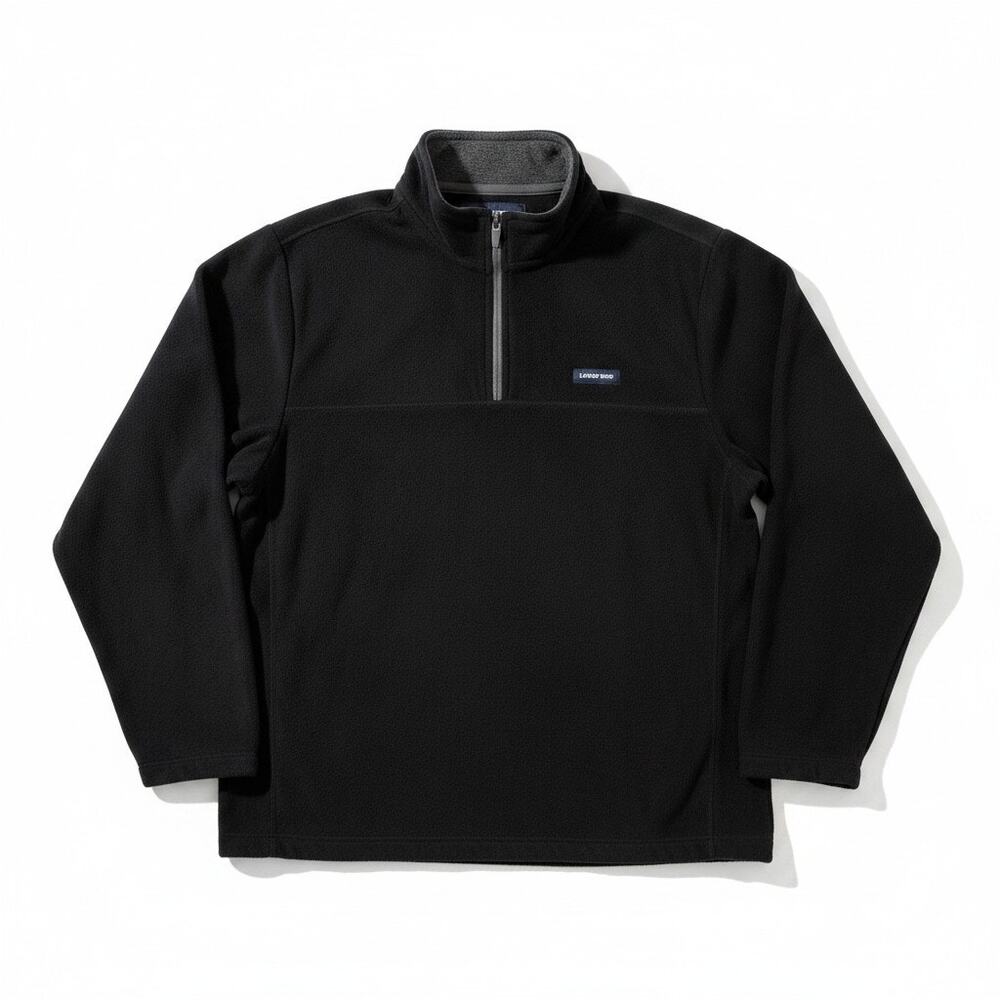 LANDS END Men Quarter Zip Fleece Pullover Sweater Black XL 46-48 Oeko-Tex Casual